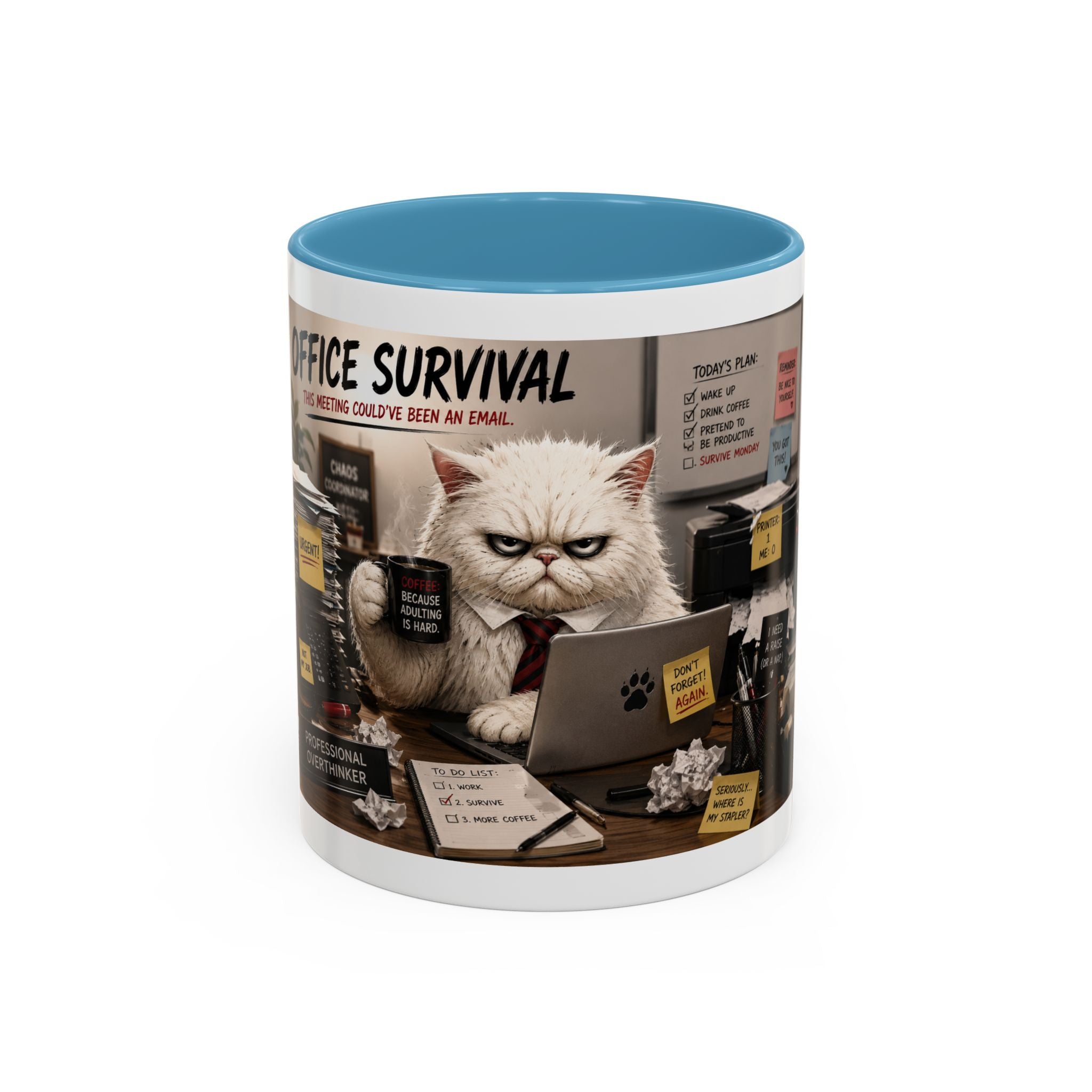 Coffee Mug — "Office Survival" Murphy's Desk Humor Accent Mug (11/15oz)