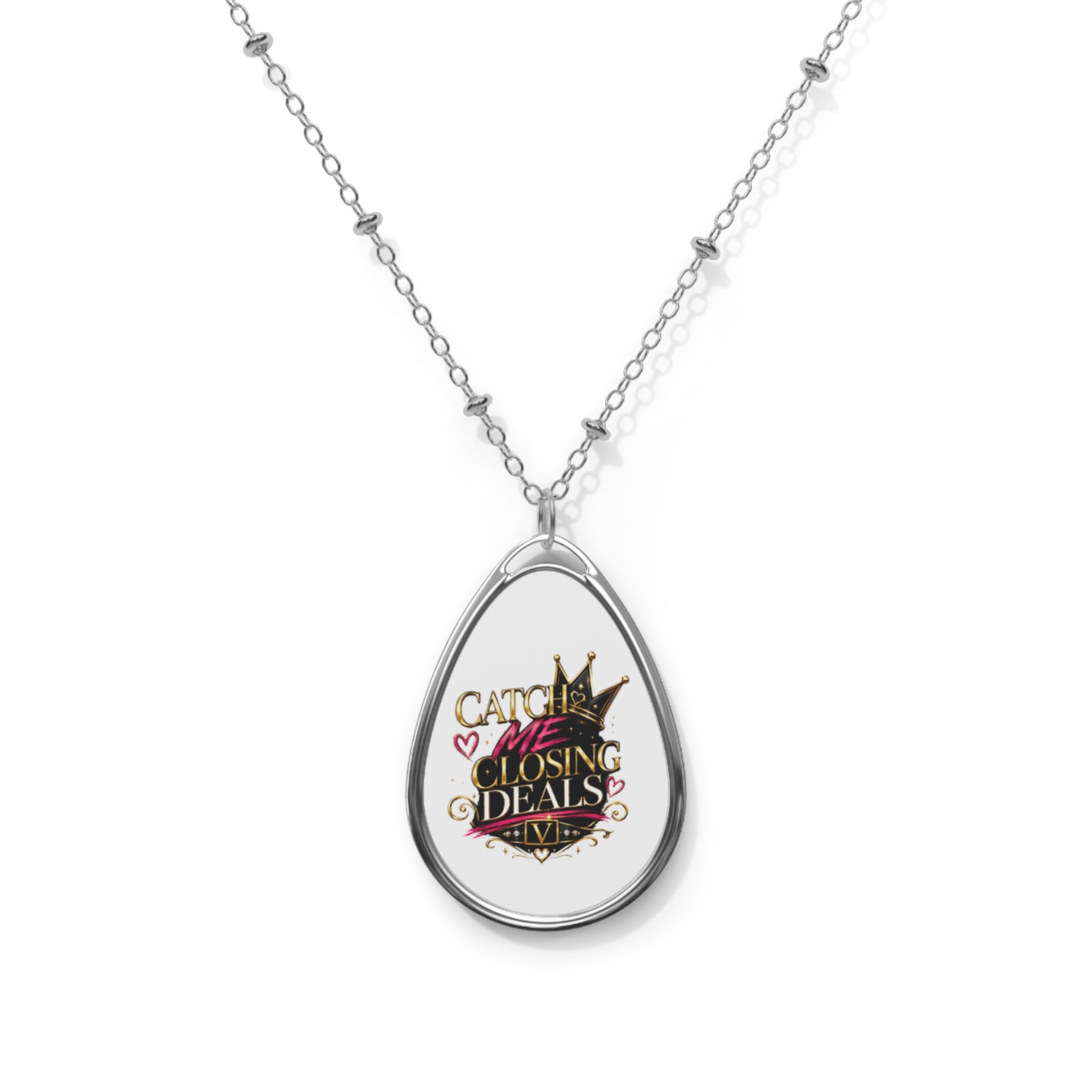 'Catch Me Closing Deals' Oval necklace-Vixen the Bossy Foxxy