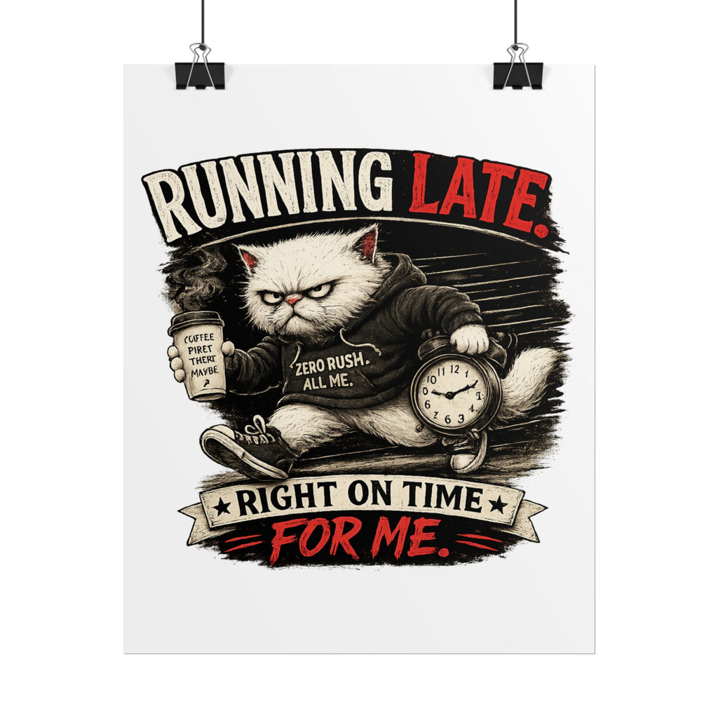 Murphy the Cat "Running Late. Right On Time For Me."Rolled Poster