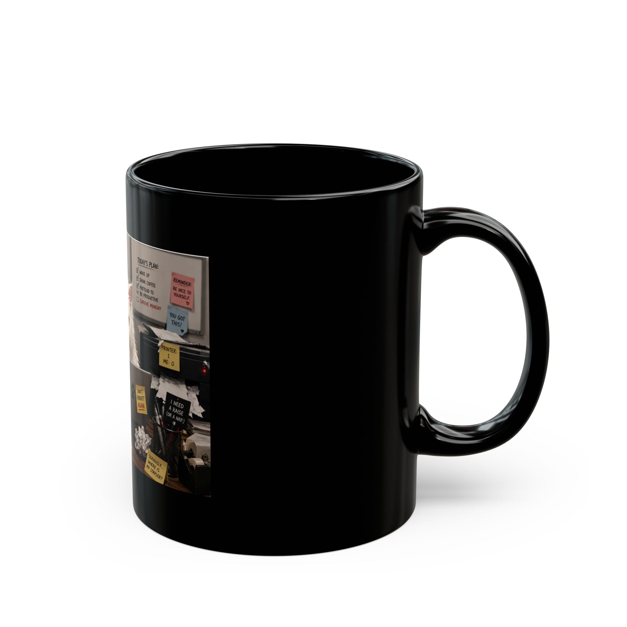 Office Survival Mug — Funny Cat Desk Coffee Cup (11oz, 15oz)