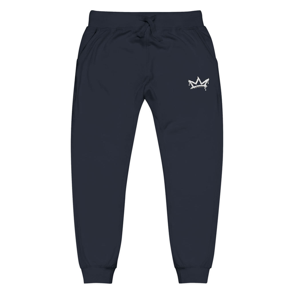 Embroidered Crown Fleece Sweatpants — Soft Cozy Joggers