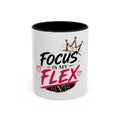 Focus Is My Flex Accent Coffee Mug — Vixen the Foxxy Boss