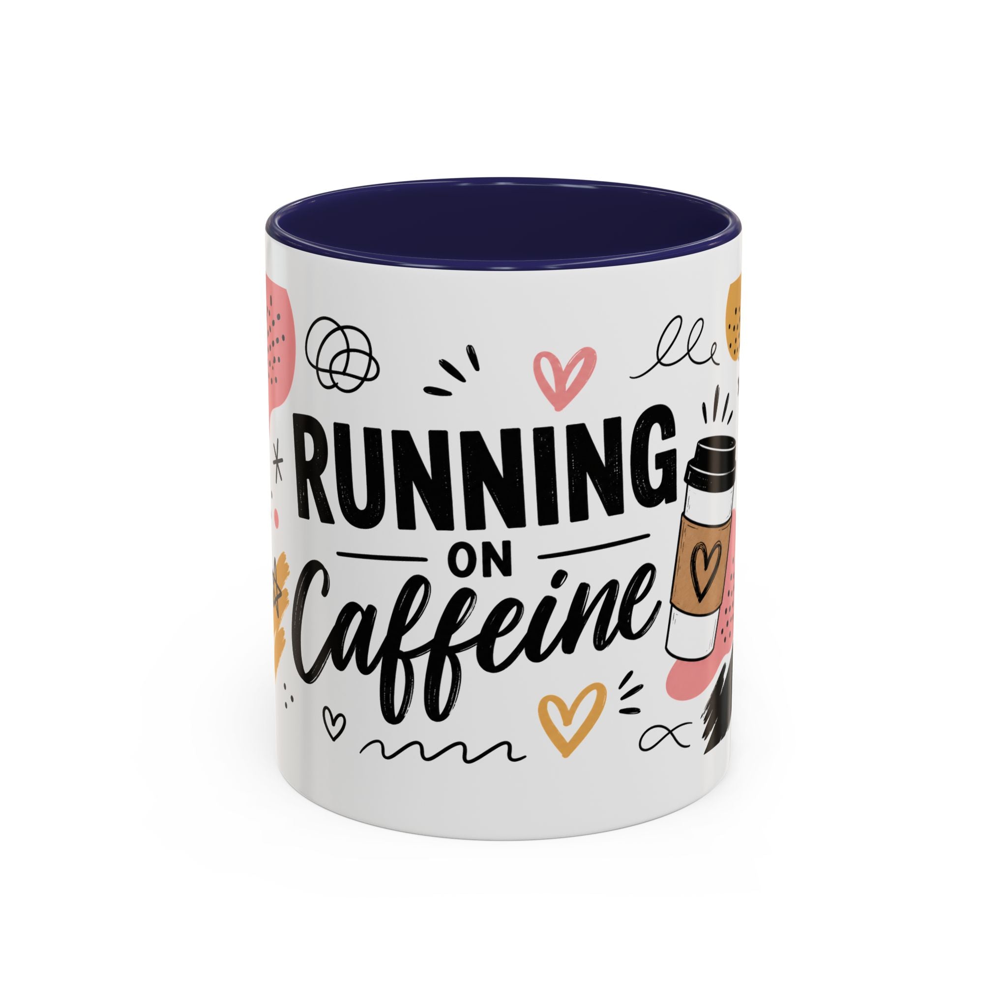 Running on Caffeine Coffee Mug — Funny Inspirational Accent Mug for Coffee Lovers (11/15oz)