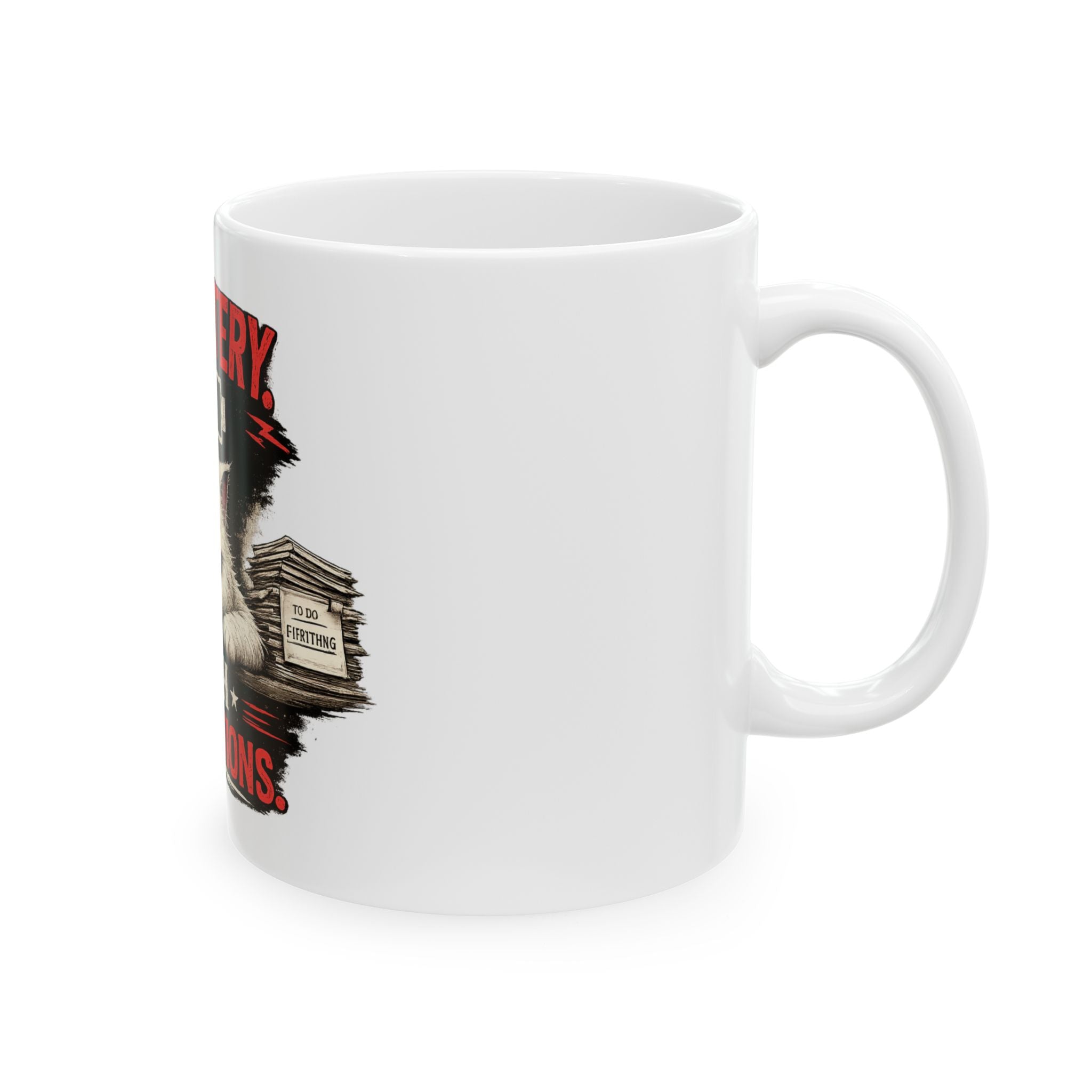 Murphy the Cat "Low Battery, High Expectations" Coffee Mug
