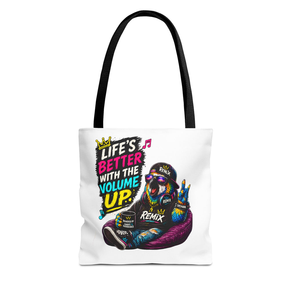 Remix the Parrot "Life is better with the volume up"  Tote