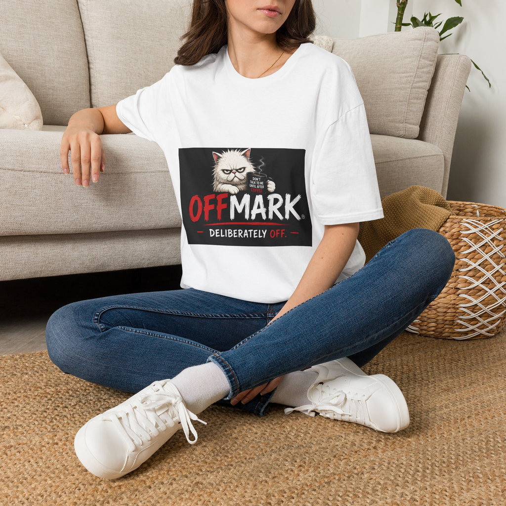 Off Mark Cat T-Shirt — Funny Grumpy Cat Graphic Tee ("Deliberately Off")