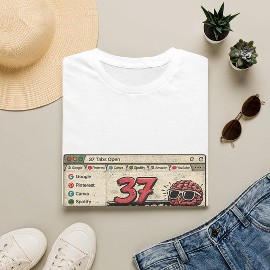37 Tabs Open Graphic T-Shirt — Funny Brain/Multitasker Tee