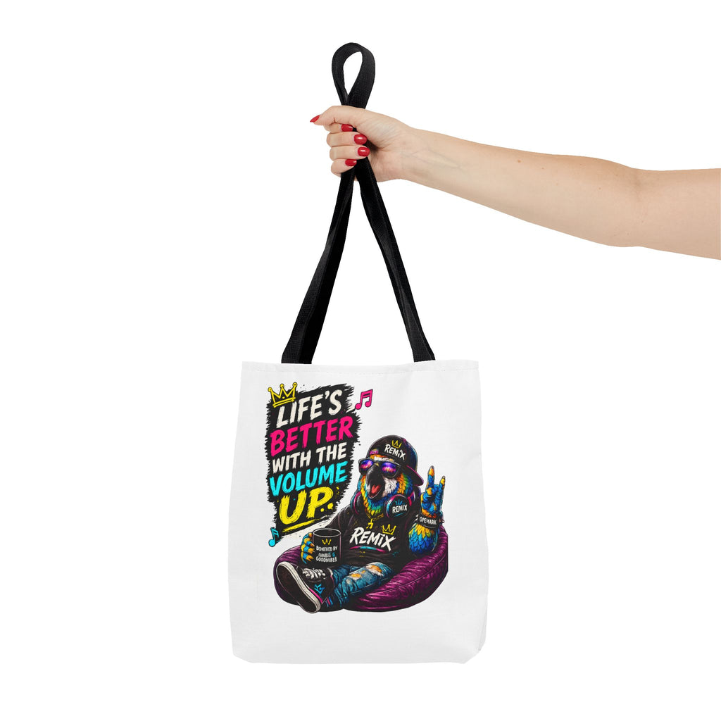 Remix the Parrot "Life is better with the volume up"  Tote
