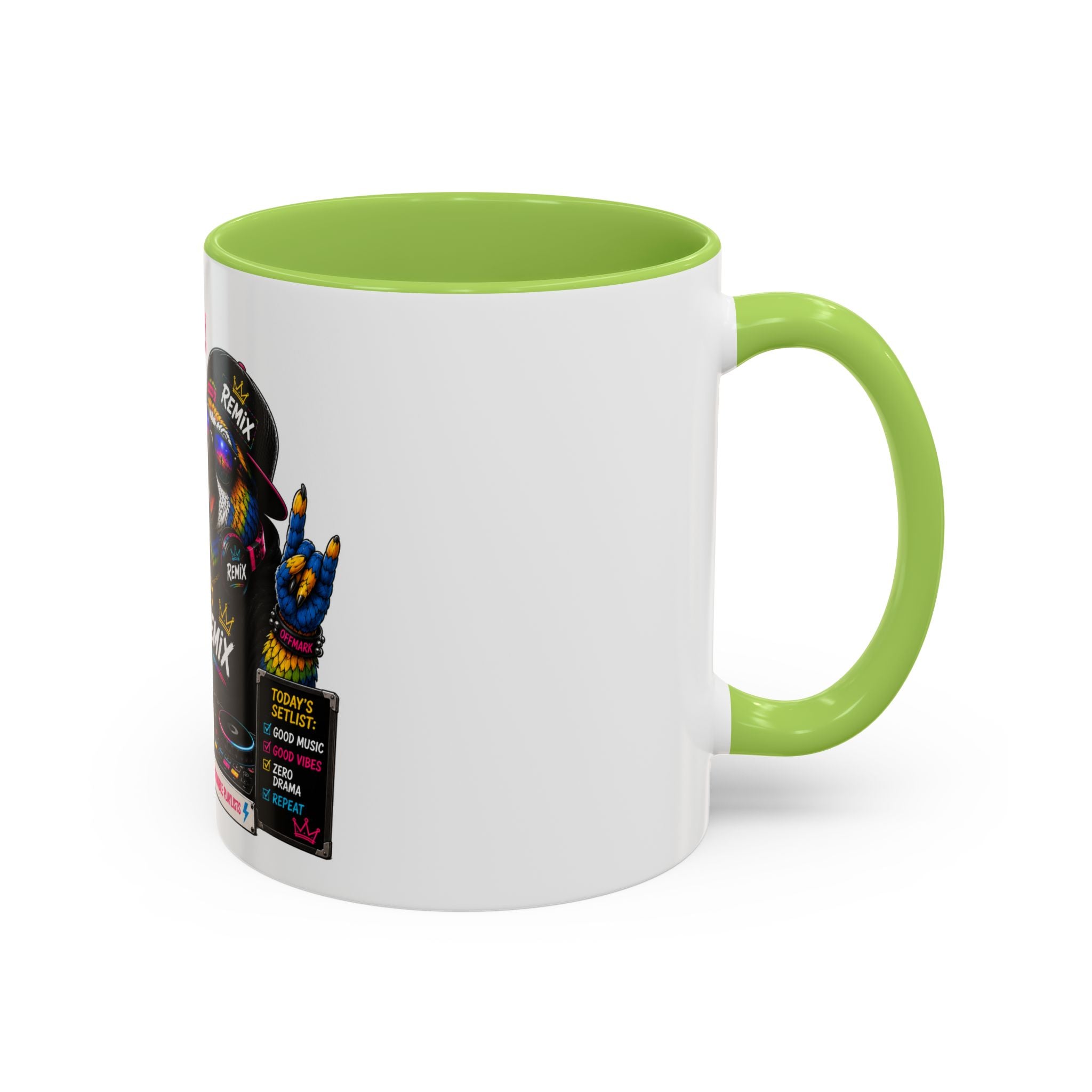 “Music First. Adulting Later.” Accent Mug for DJs & Music Lovers-Remix the Parrot