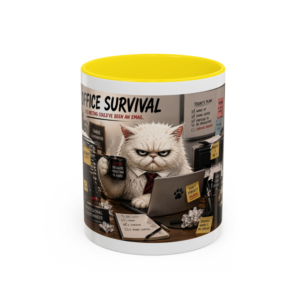 Coffee Mug — "Office Survival" Murphy's Desk Humor Accent Mug (11/15oz)