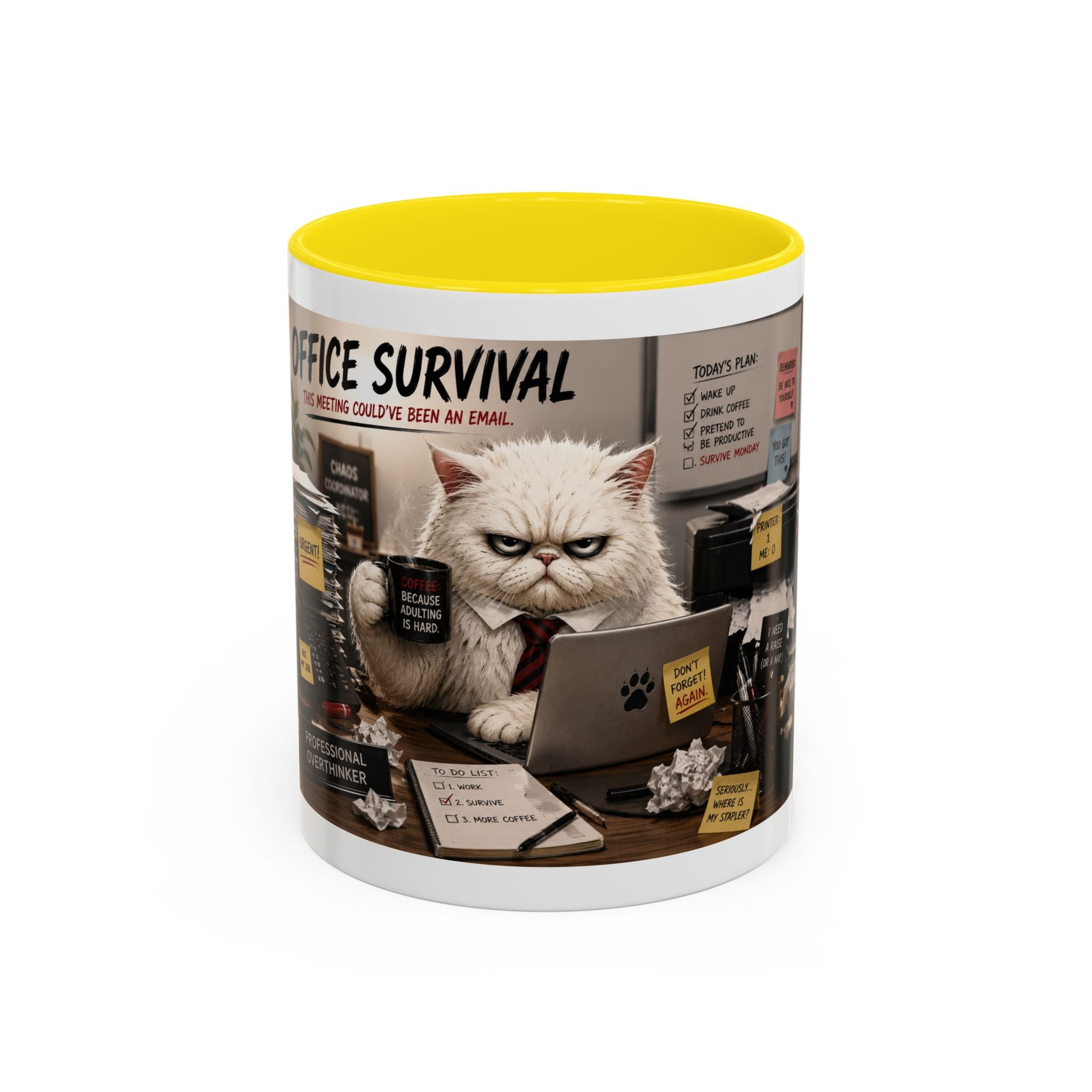 Coffee Mug — "Office Survival" Murphy's Desk Humor Accent Mug (11/15oz)