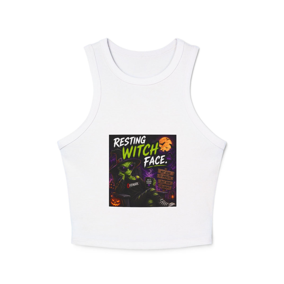 Witch Tank Top - "Resting Witch Face" Halloween Micro Rib Racer Tank
