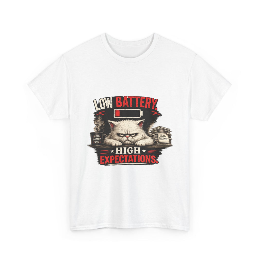 Murphy the Cat "Low Battery, High Expectations" T-Shirt