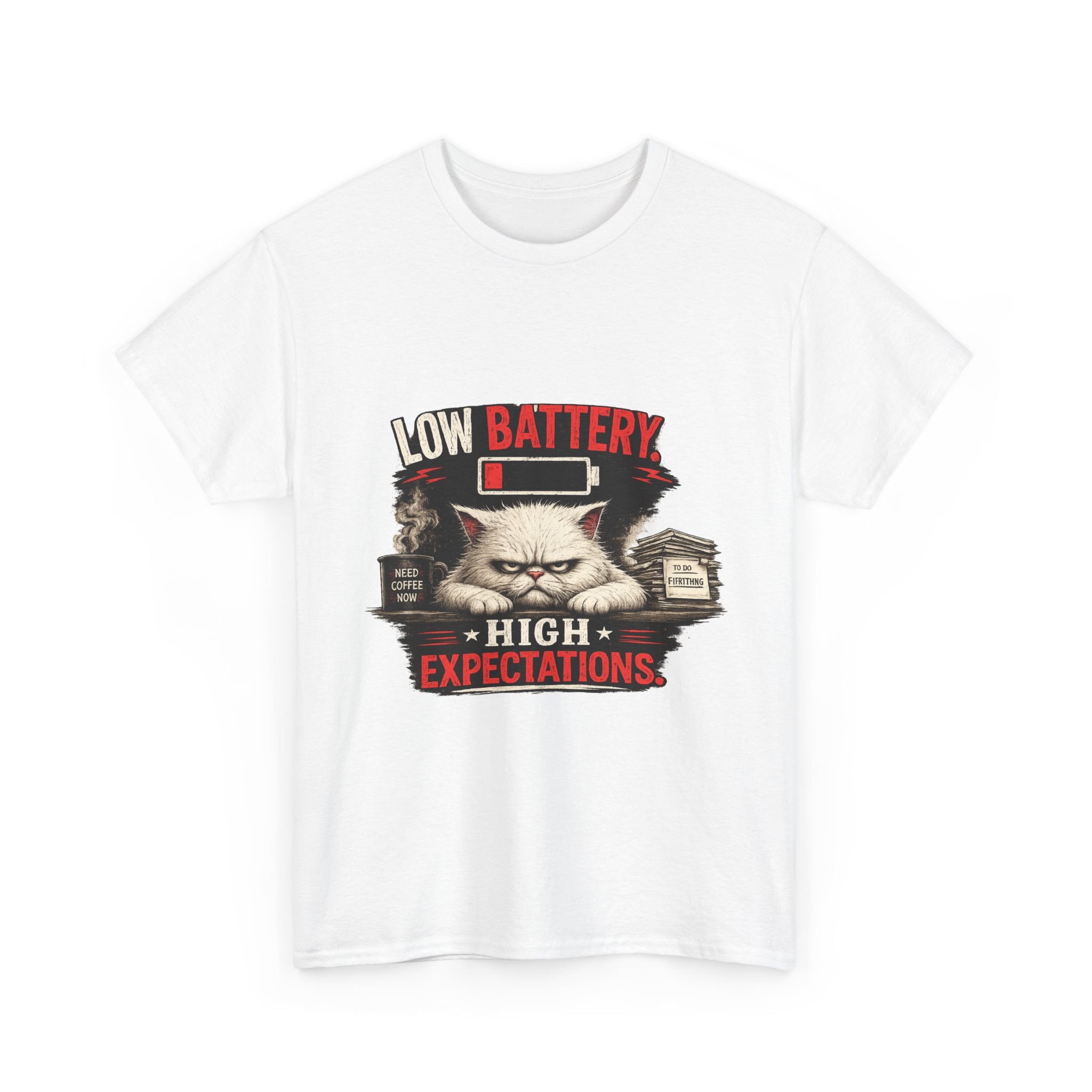 Murphy the Cat "Low Battery, High Expectations" T-Shirt