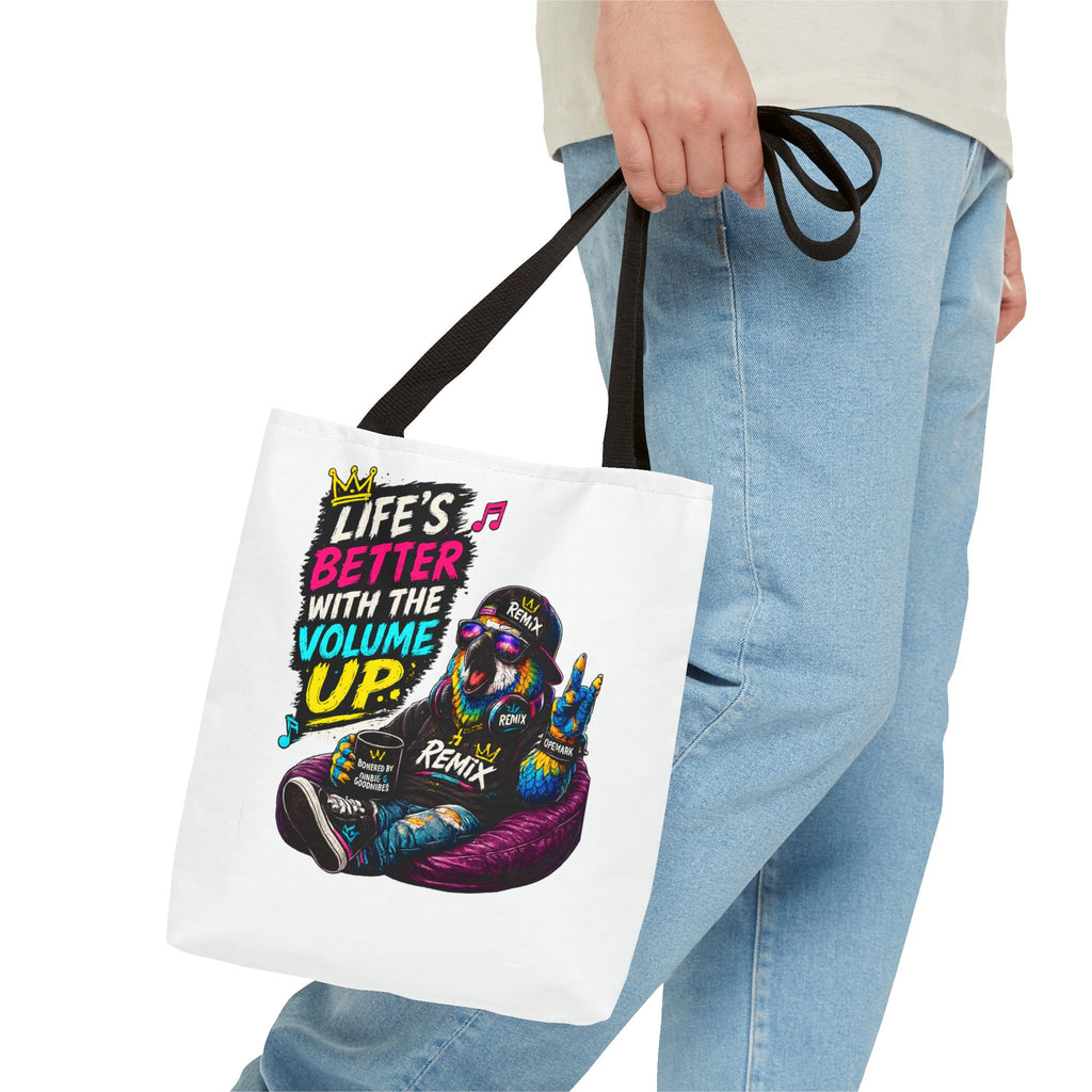 Remix the Parrot "Life is better with the volume up"  Tote
