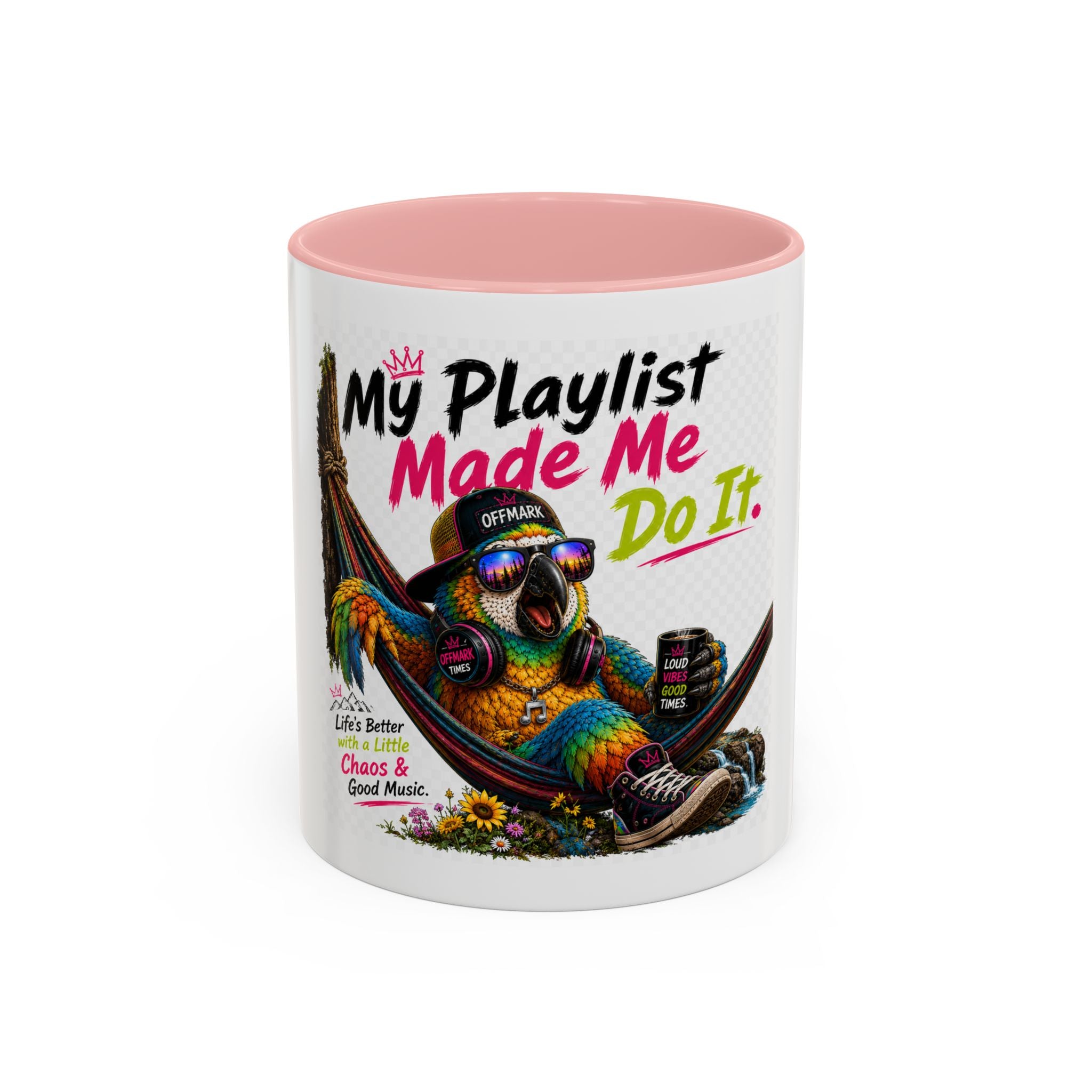"My Playlist Made me do it" Accent Coffee Mug-Remix the Parrot