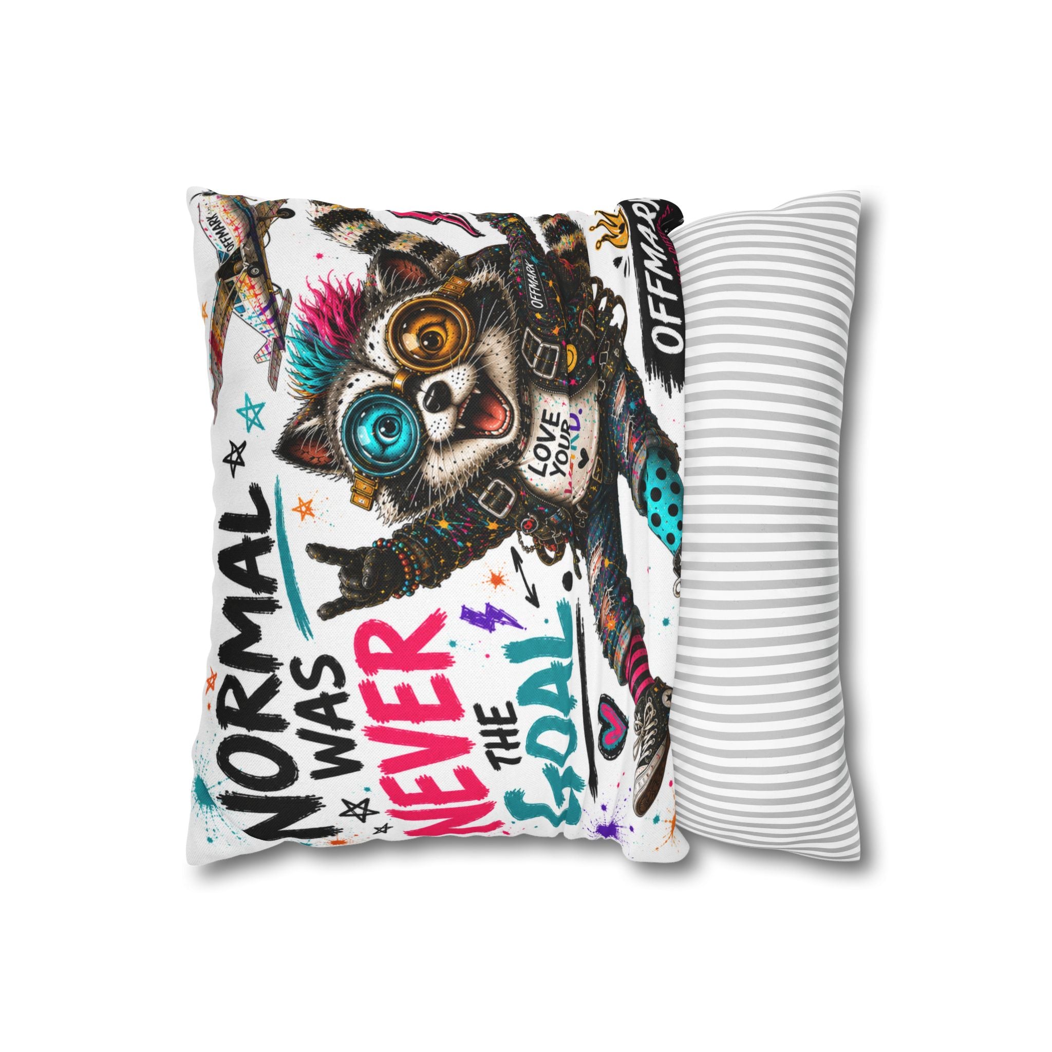 "Normal Was Never The Goal" Throw Pillowcase— Ziggy the Raccoon