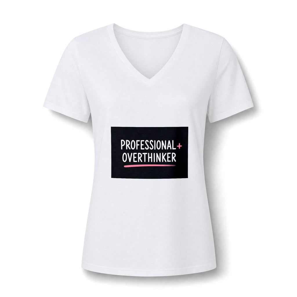 Professional Overthinker V-Neck Tee — Funny Women’s Graphic T-Shirt