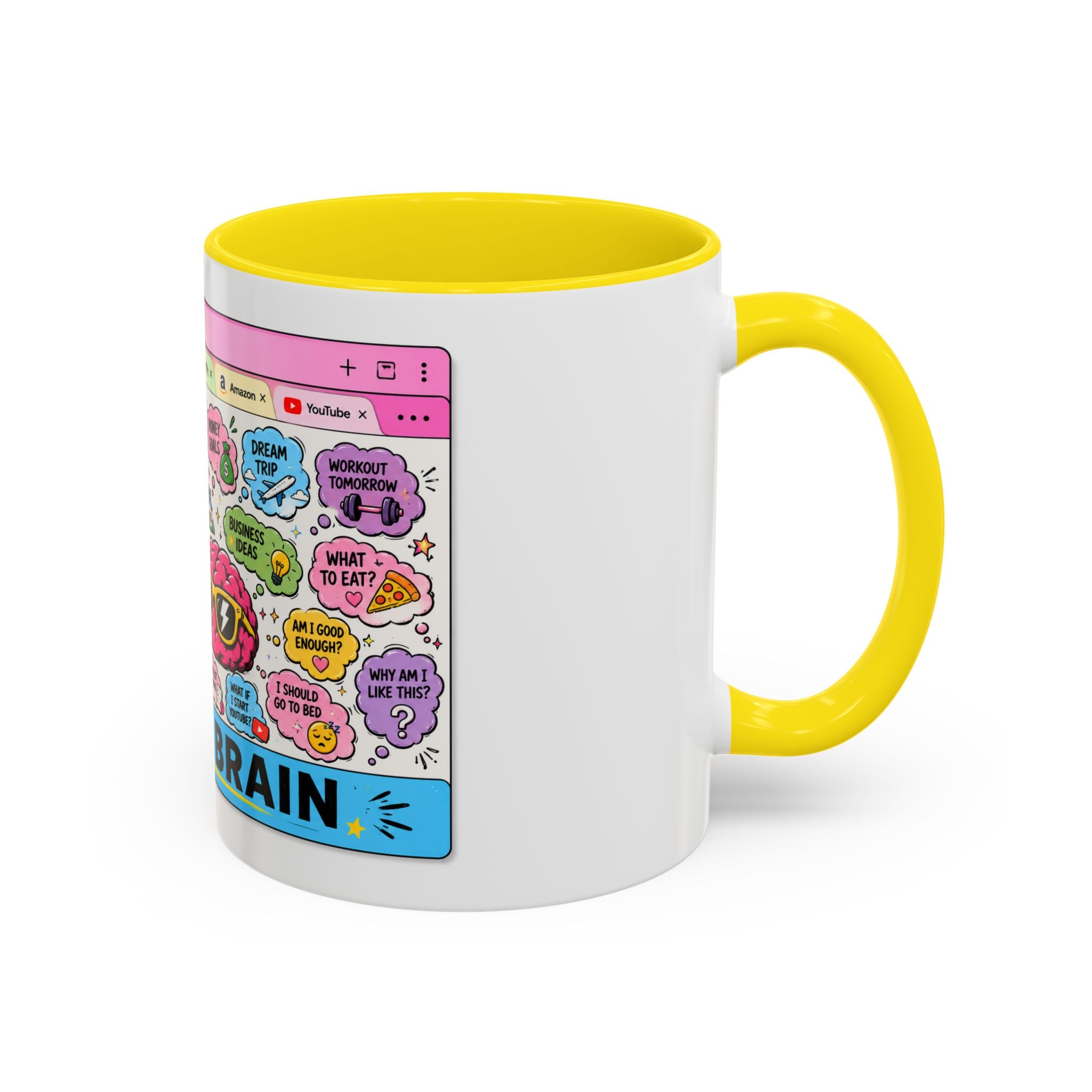 Coffee Mug — "My Brain: 37 Tabs Open" Illustrated Ceramic Accent Mug