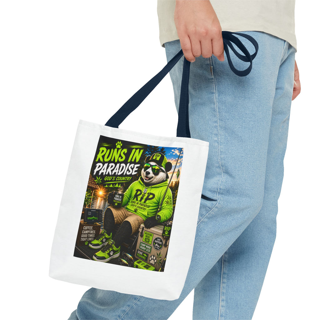 Runs in Paradise Panda Tote Bag — RIP the Panda Bear
