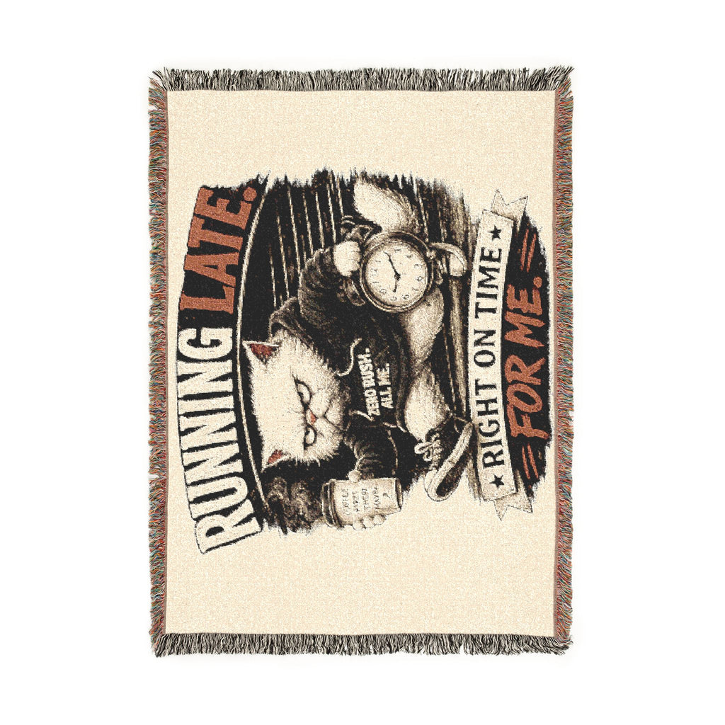 Woven Blanket - "Running Late" (Right On Time for Me)-Murphy the Cat