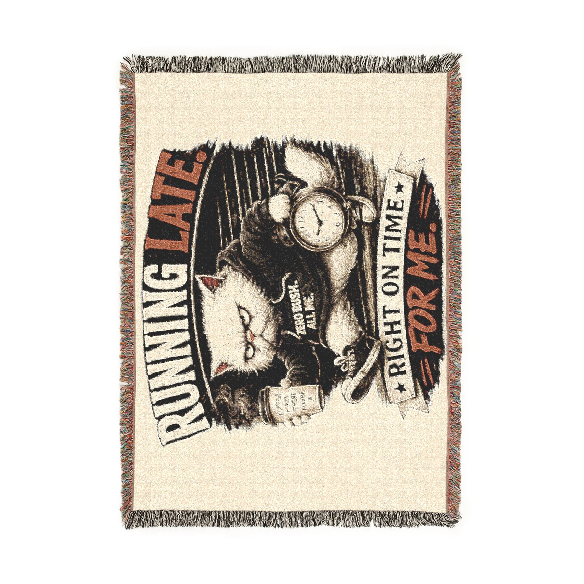 Woven Blanket - "Running Late" (Right On Time for Me)-Murphy the Cat