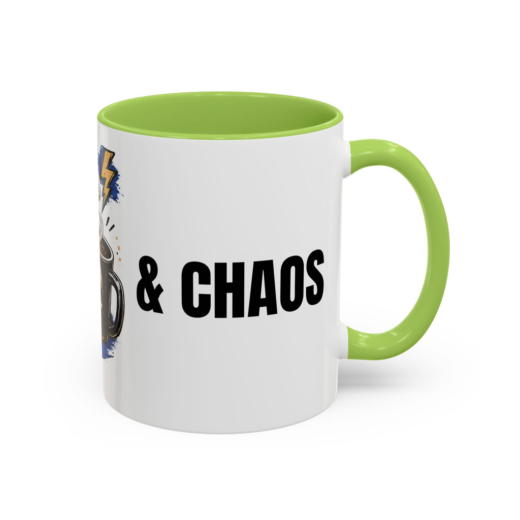 Morning Chaos Coffee Mug — Running on Caffeine & Chaos Accent Mug