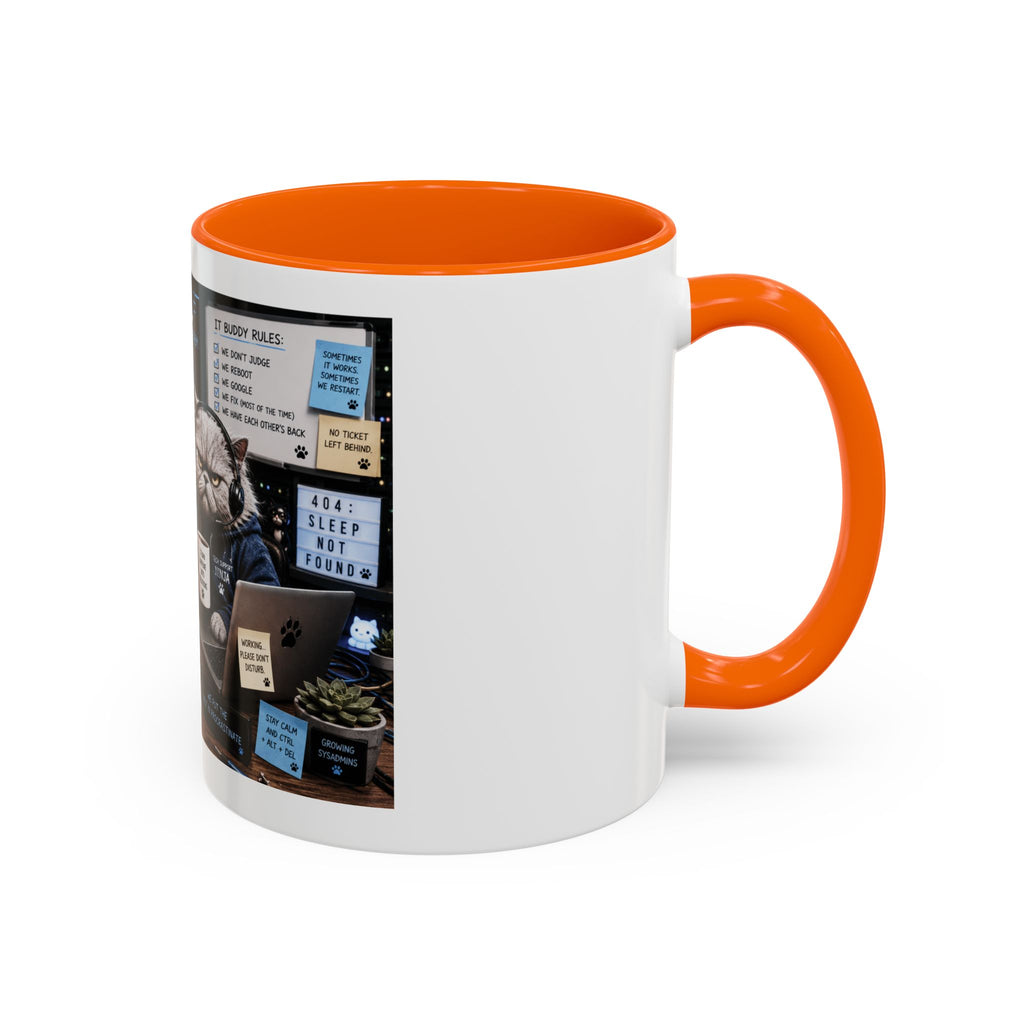 IT Survival Coffee Mug — Funny Cat IT Support Desk Ceramic Accent Mug (11/15oz)