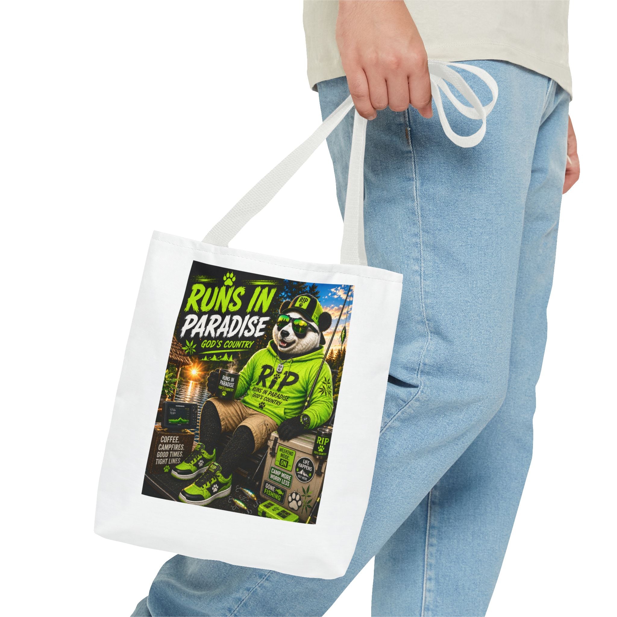 Runs in Paradise Panda Tote Bag — RIP the Panda Bear