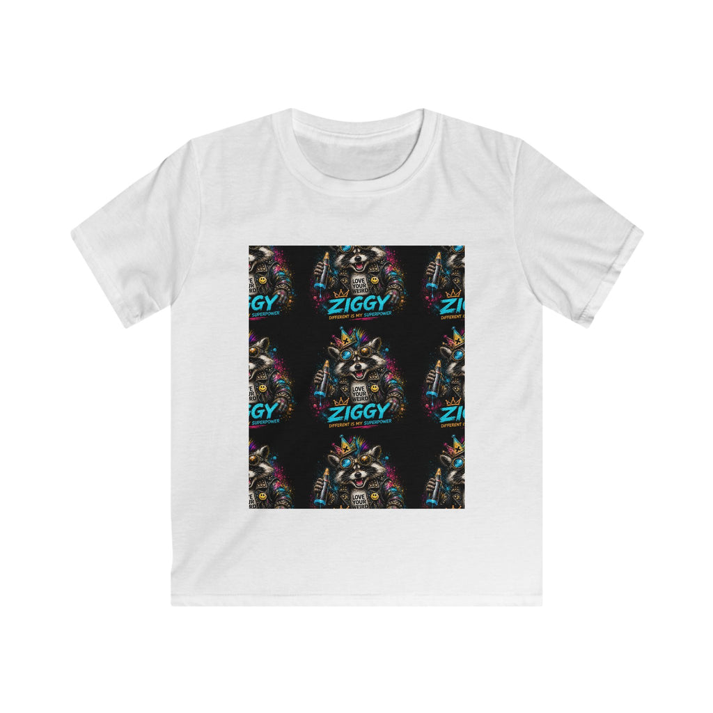 Colorful 'Ziggy the Raccoon' Kids Tee — Skull Graphic