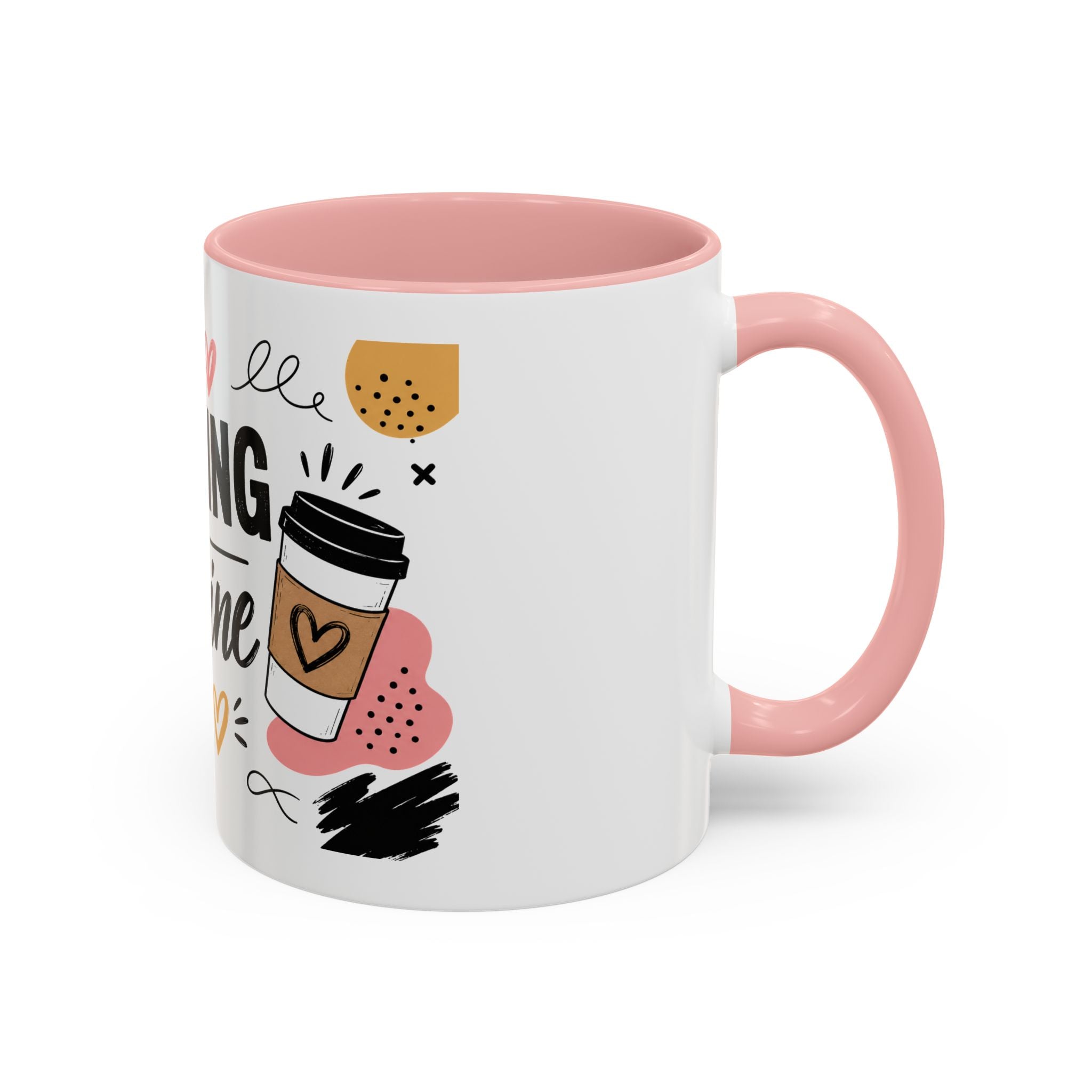 Running on Caffeine Coffee Mug — Funny Inspirational Accent Mug for Coffee Lovers (11/15oz)