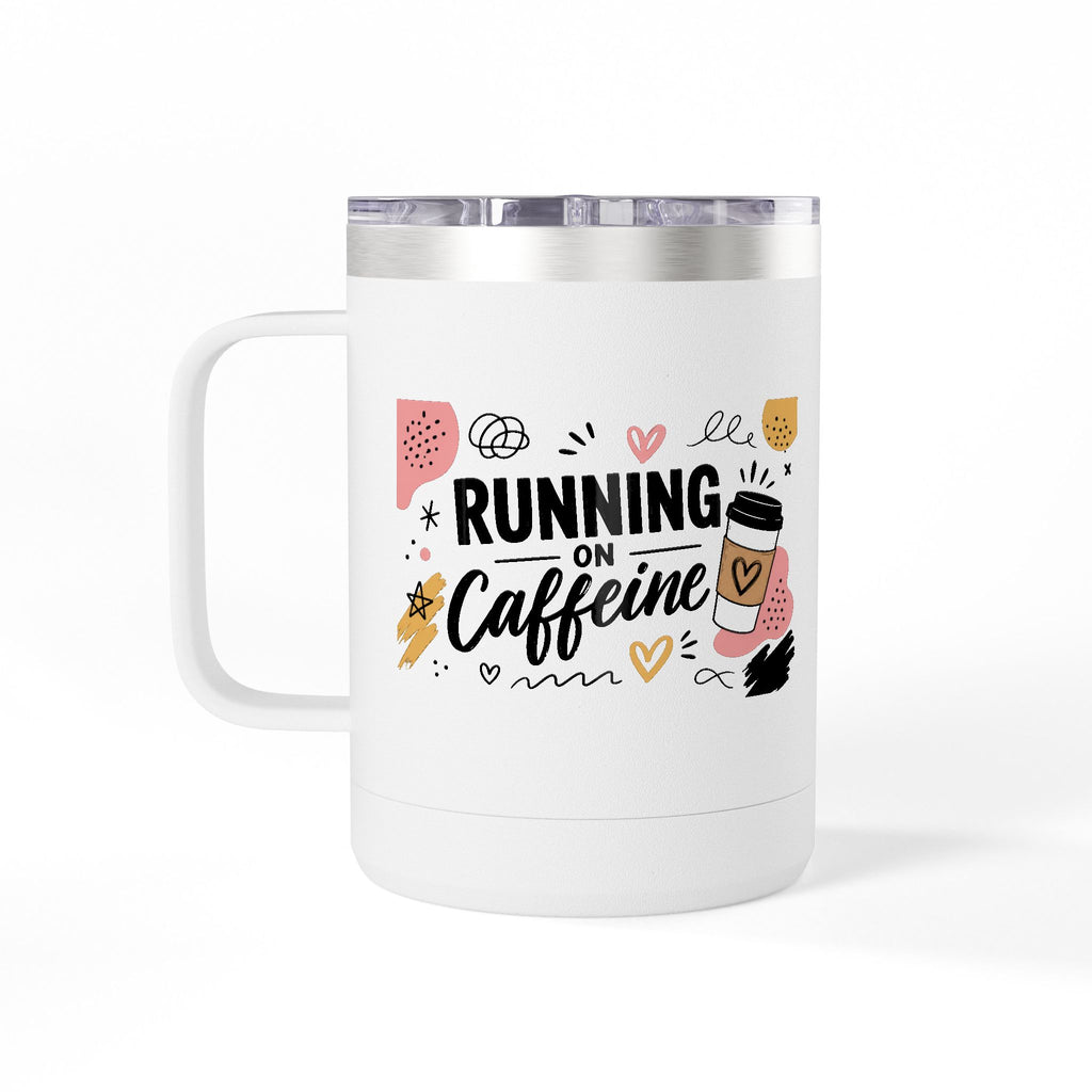 15oz Coffee Tumbler Mug — Cute Cat Coffee Design ("Morning and Cuddles")