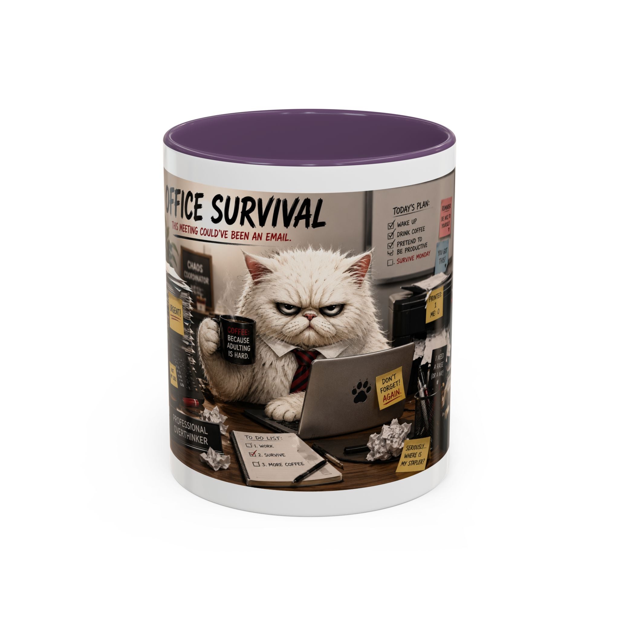 Coffee Mug — "Office Survival" Murphy's Desk Humor Accent Mug (11/15oz)