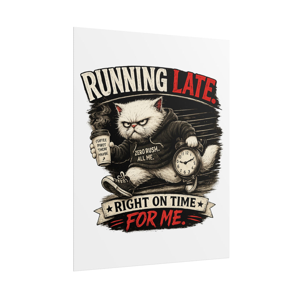 Murphy the Cat "Running Late. Right On Time For Me."Rolled Poster