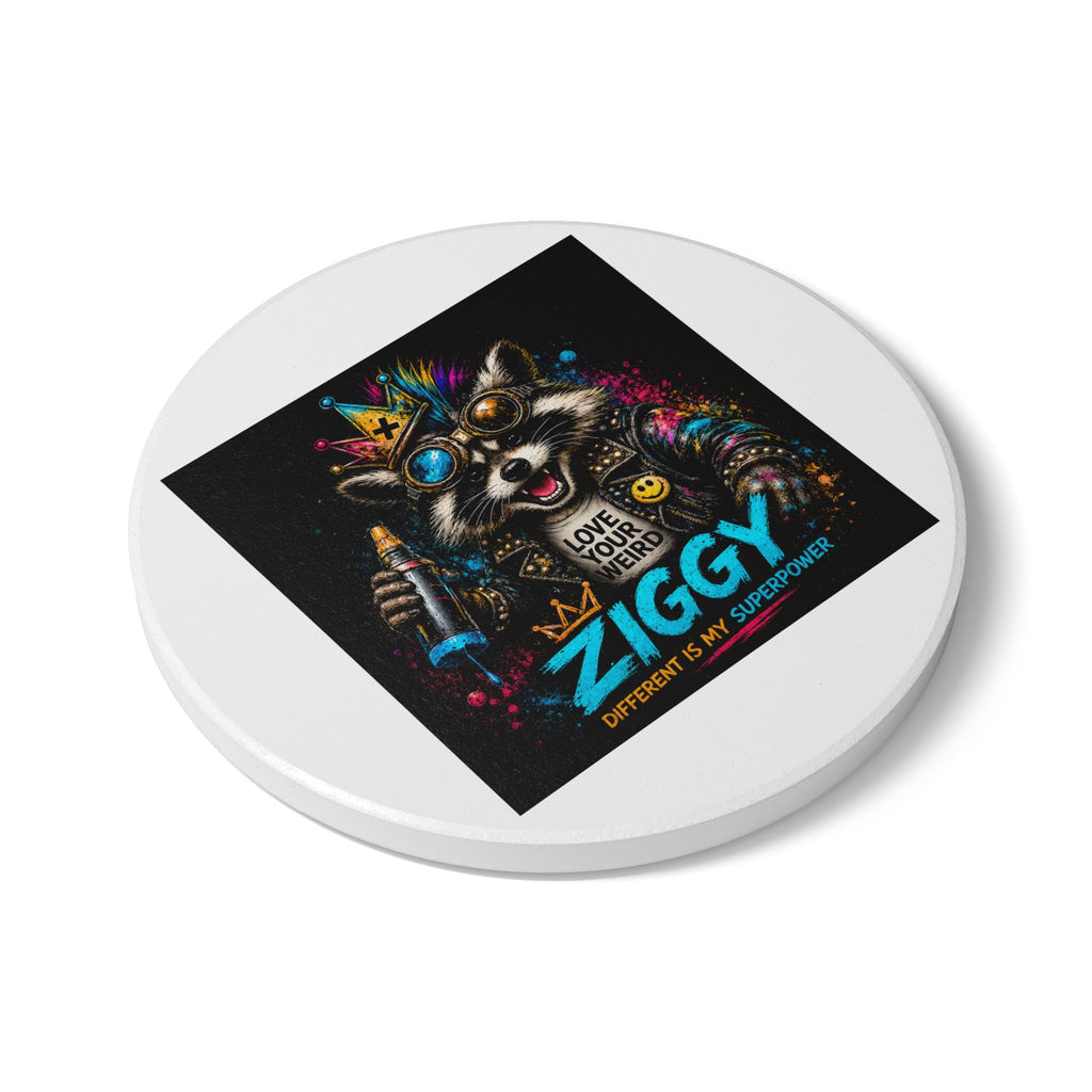 "Love Your Weird" Ziggy Raccoon Ceramic Coaster