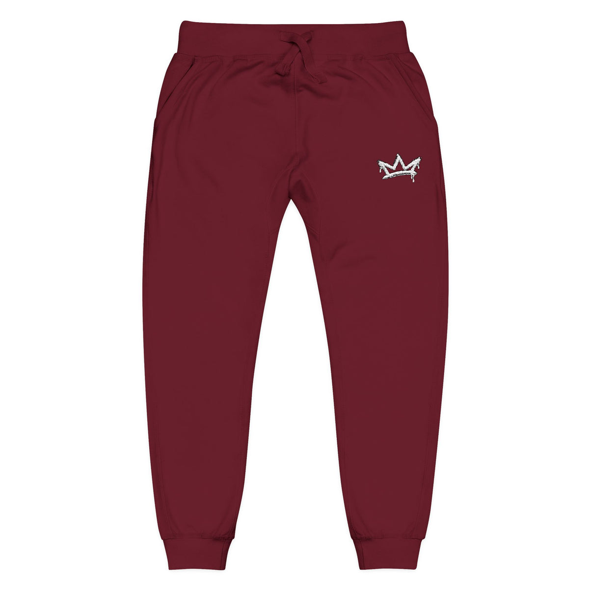 Embroidered Crown Fleece Sweatpants — Soft Cozy Joggers