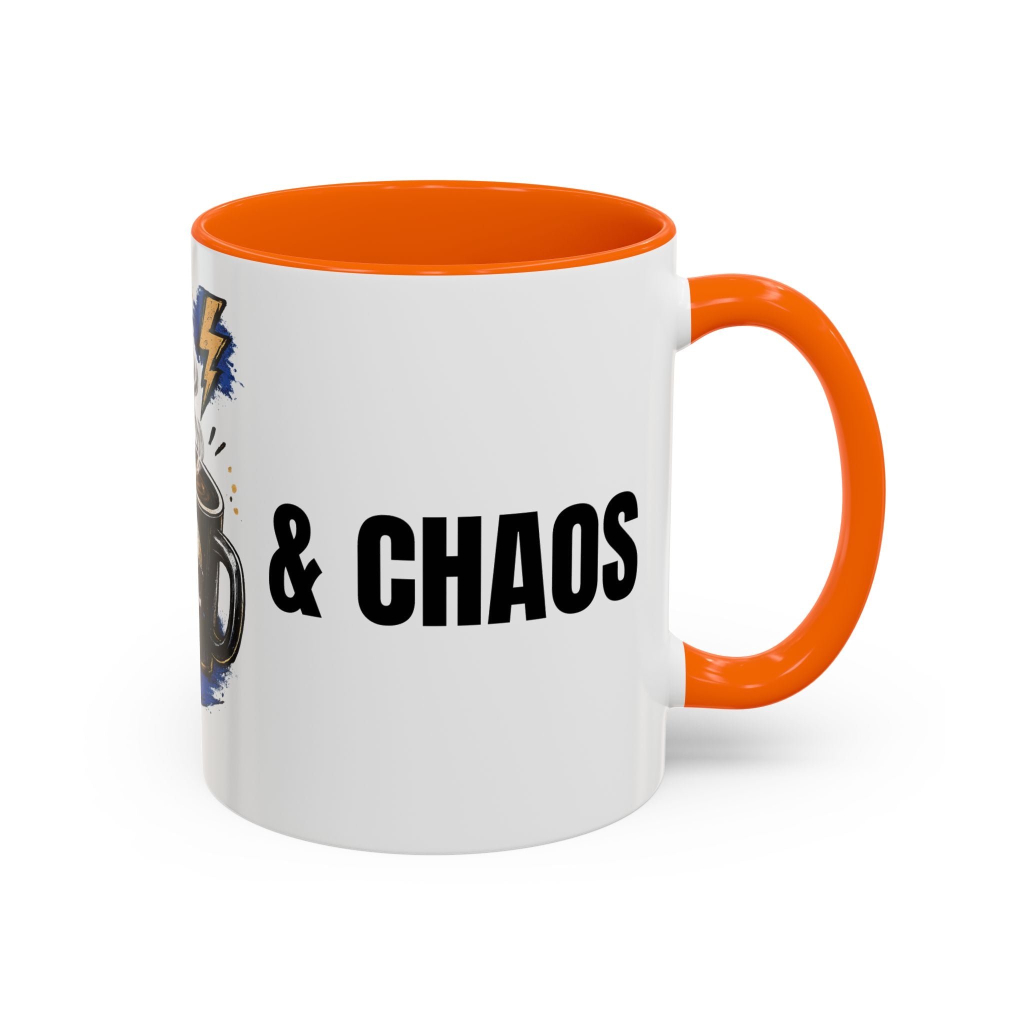 Morning Chaos Coffee Mug — Running on Caffeine & Chaos Accent Mug