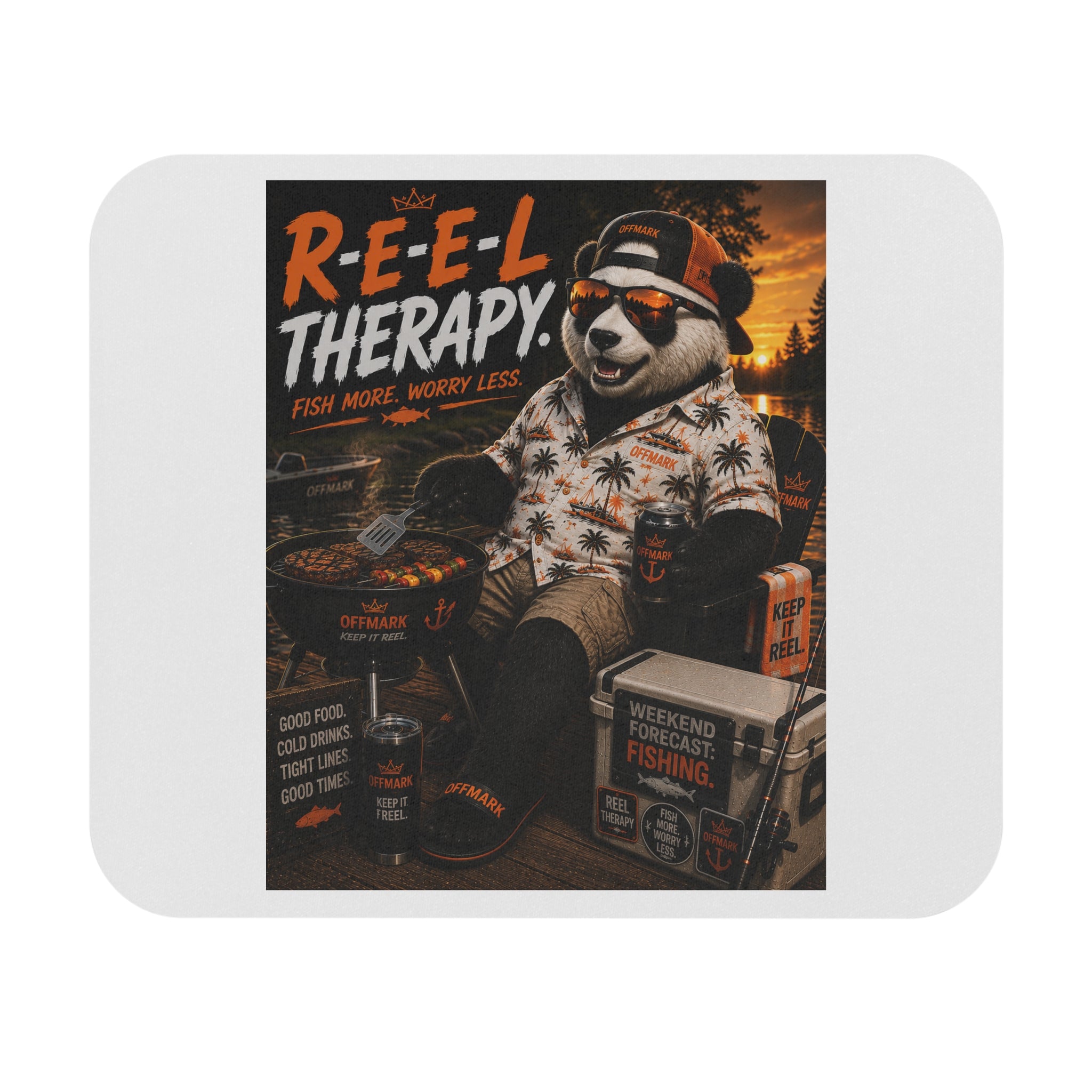 "Reel Therapy" Fishing RIP the Panda Bear Mouse Pad