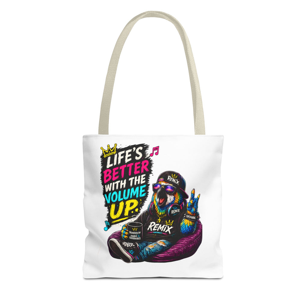 Remix the Parrot "Life is better with the volume up"  Tote