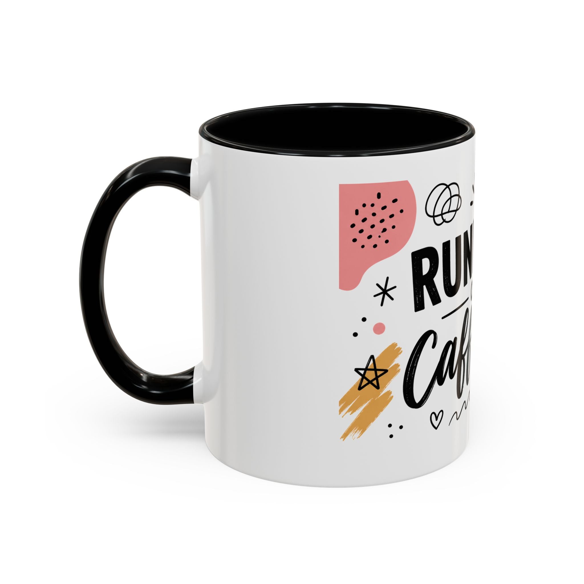 Running on Caffeine Coffee Mug — Funny Inspirational Accent Mug for Coffee Lovers (11/15oz)