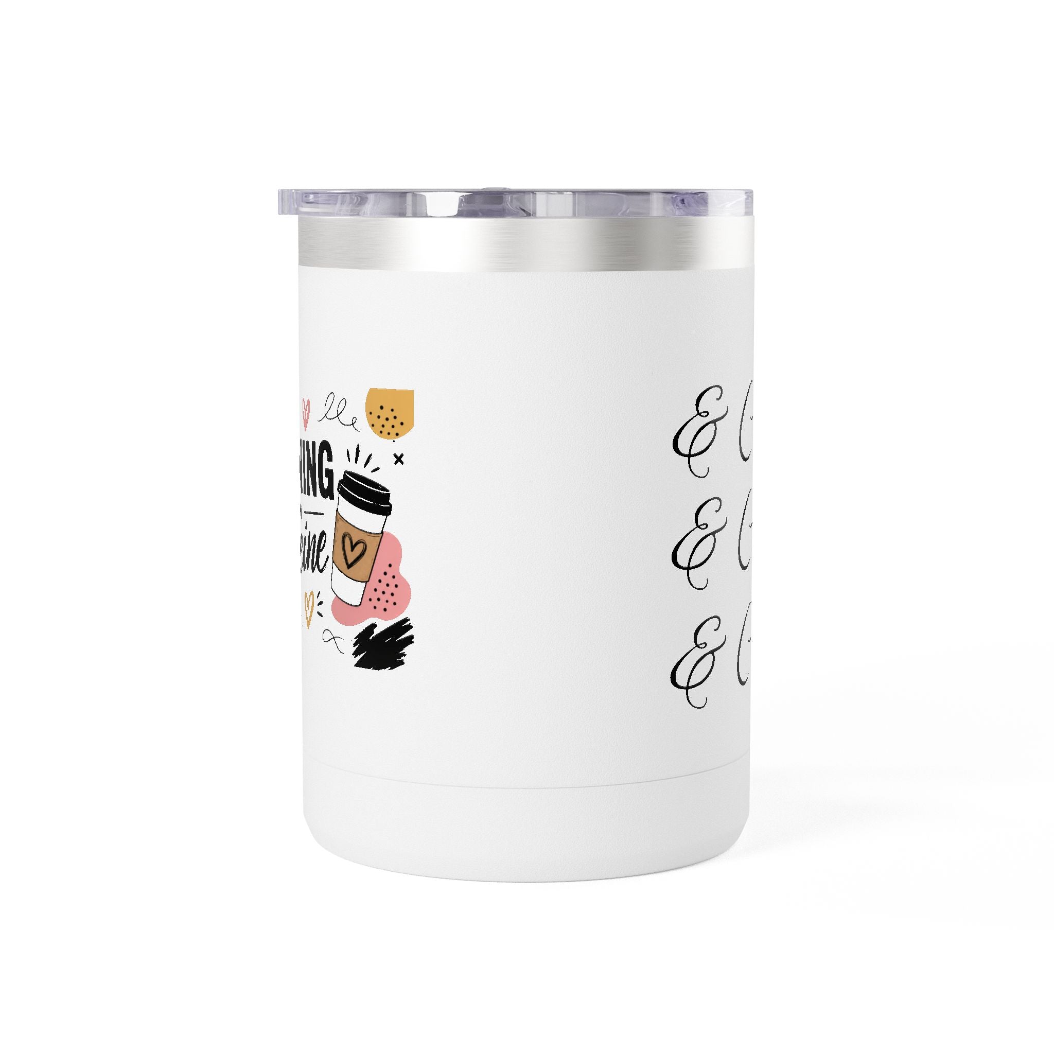 15oz Coffee Tumbler Mug — Cute Cat Coffee Design ("Morning and Cuddles")