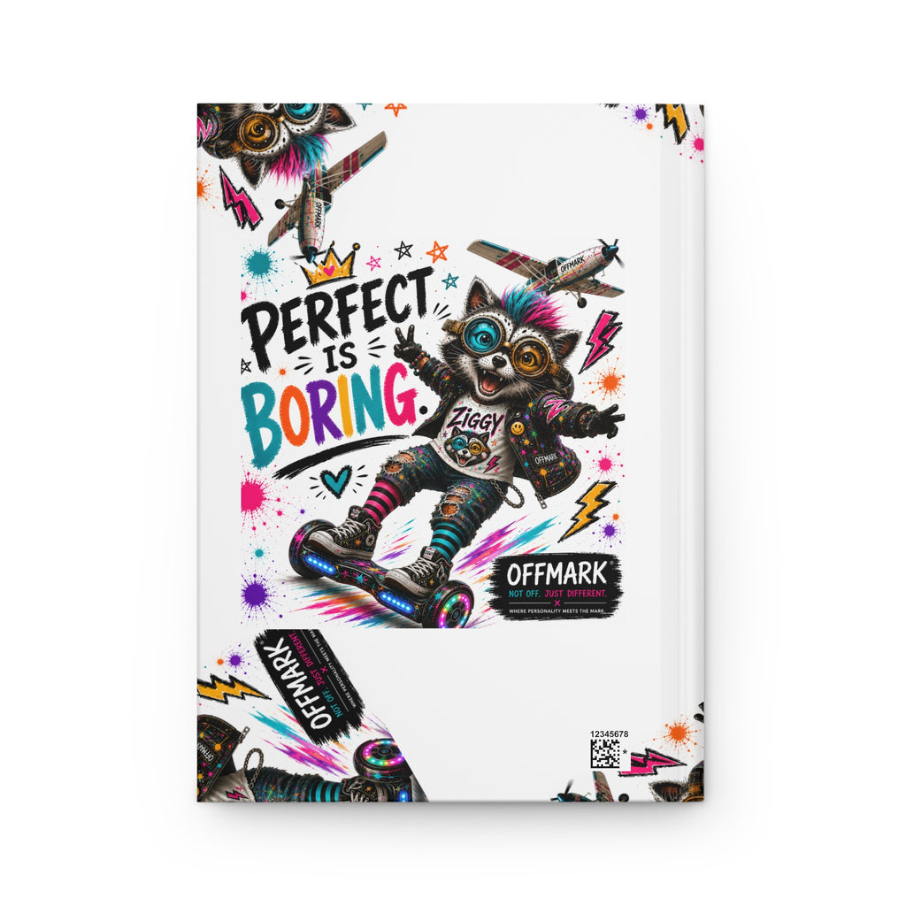 'Perfect Is Boring' Hardcover Journal - Ziggy the Raccoon