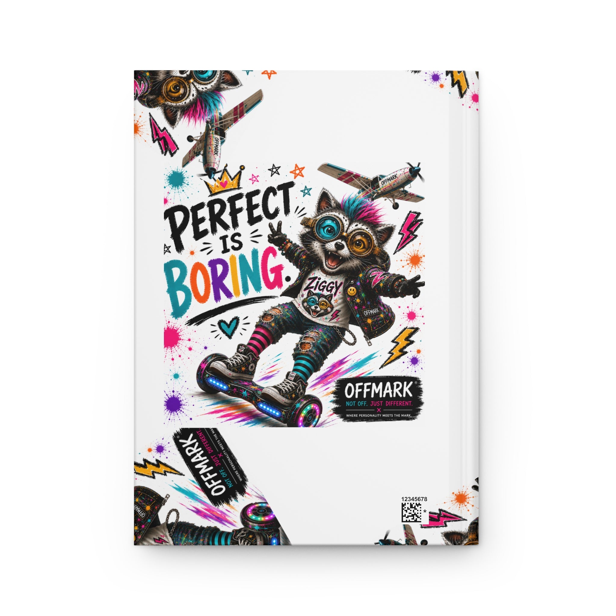'Perfect Is Boring' Hardcover Journal - Ziggy the Raccoon