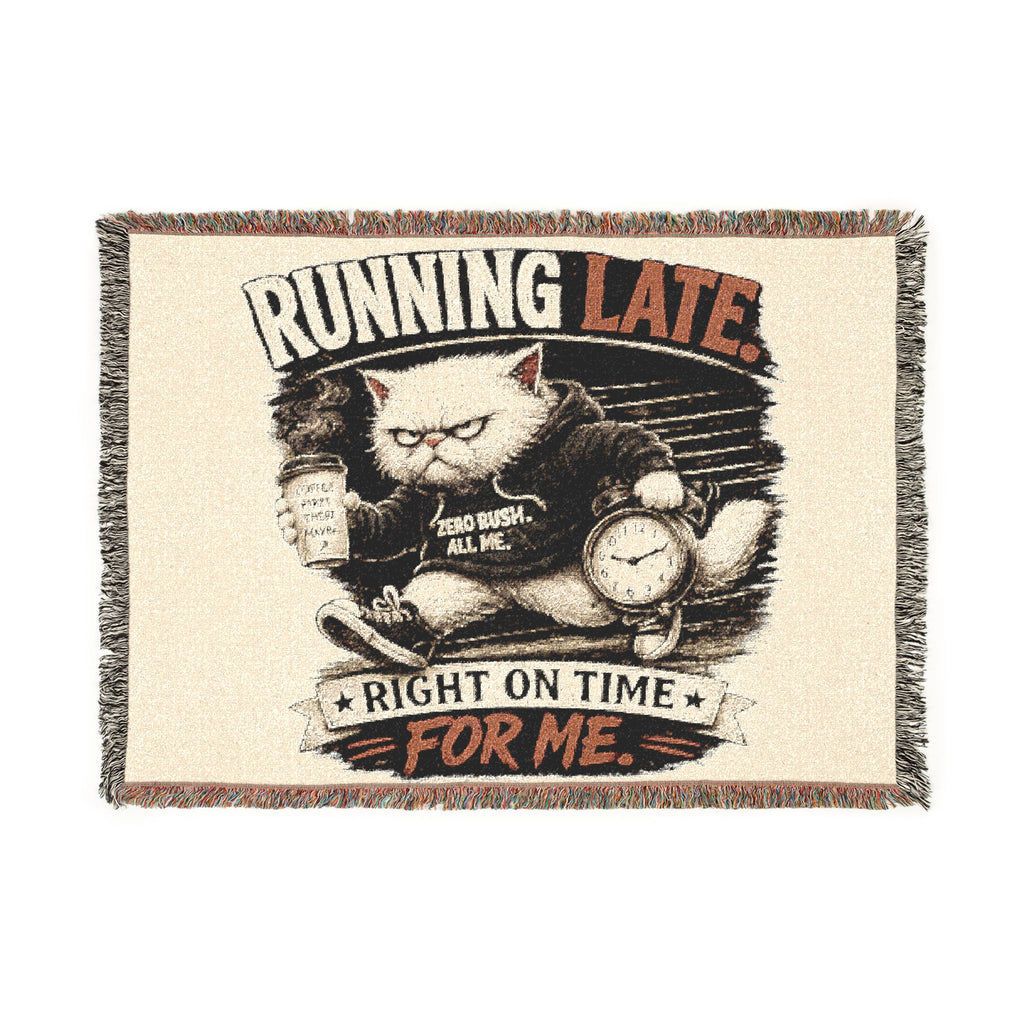 Woven Blanket - "Running Late" (Right On Time for Me)-Murphy the Cat