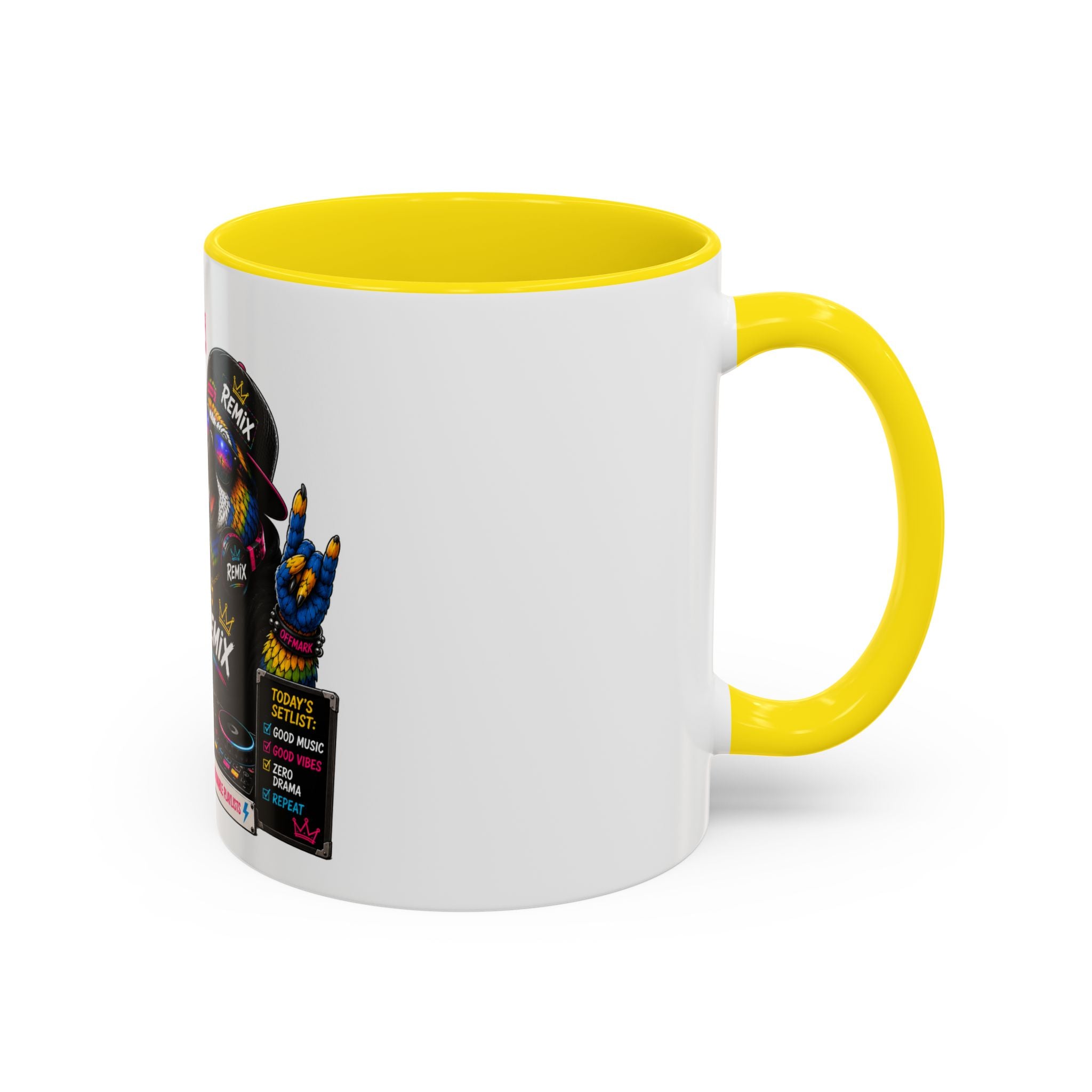“Music First. Adulting Later.” Accent Mug for DJs & Music Lovers-Remix the Parrot