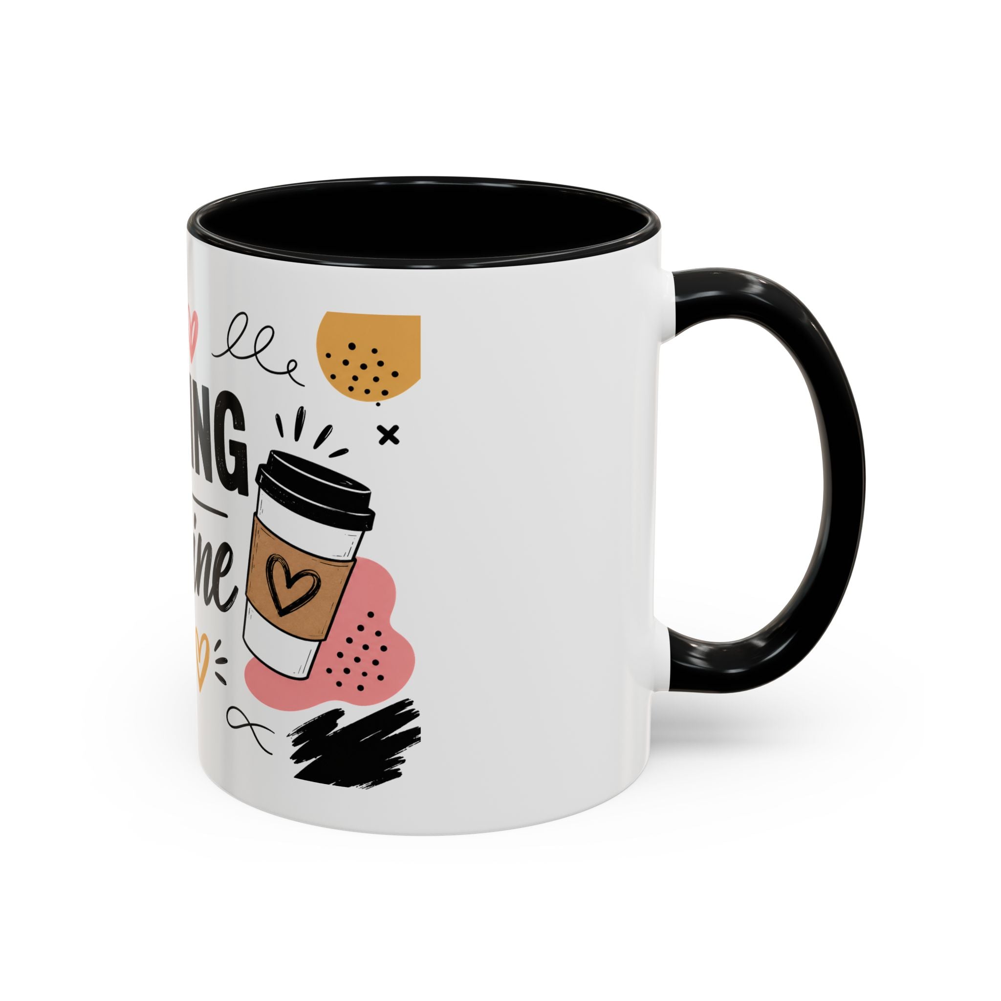 Running on Caffeine Coffee Mug — Funny Inspirational Accent Mug for Coffee Lovers (11/15oz)