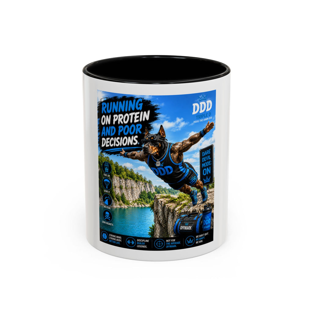 DDD (Doug the Damn Dog) "Running on Protein" Coffee Mug