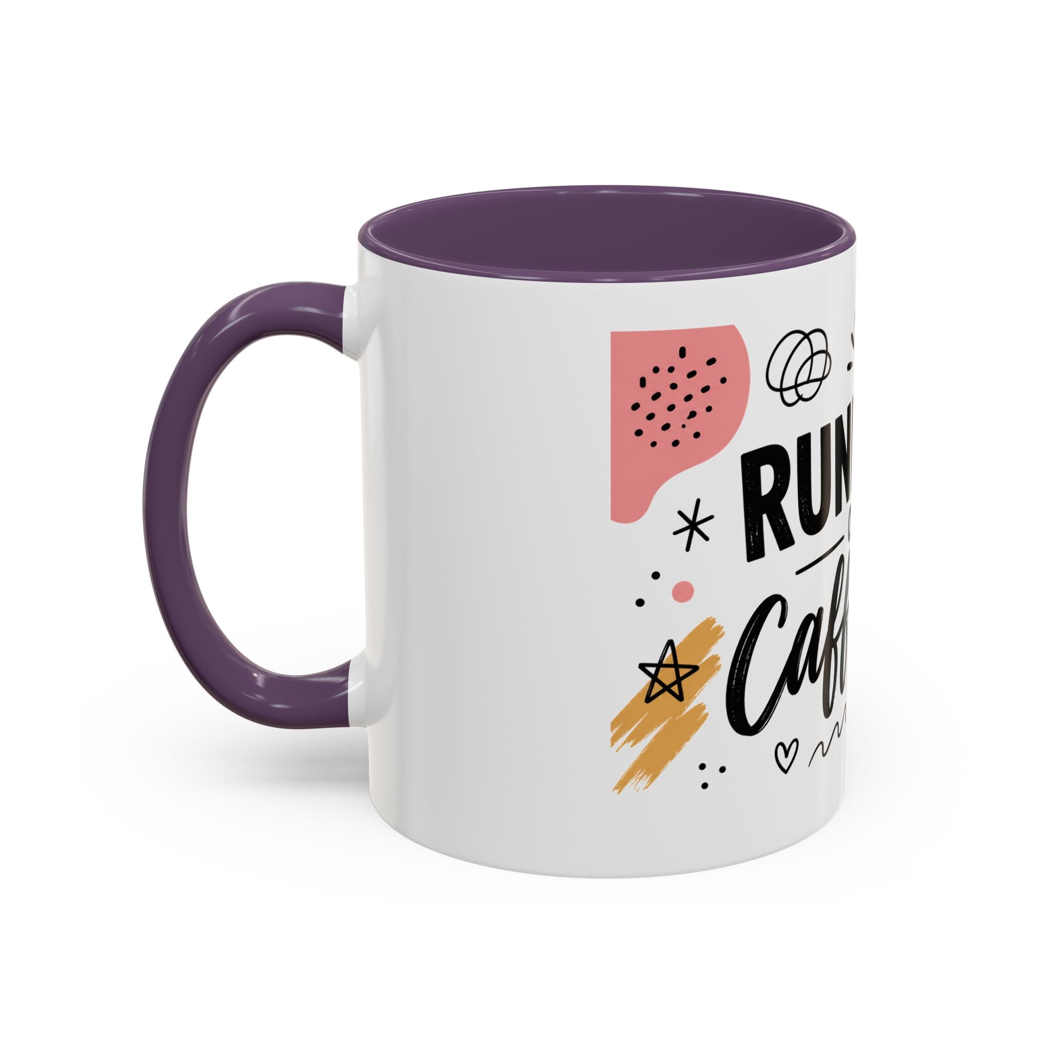 Running on Caffeine Coffee Mug — Funny Inspirational Accent Mug for Coffee Lovers (11/15oz)