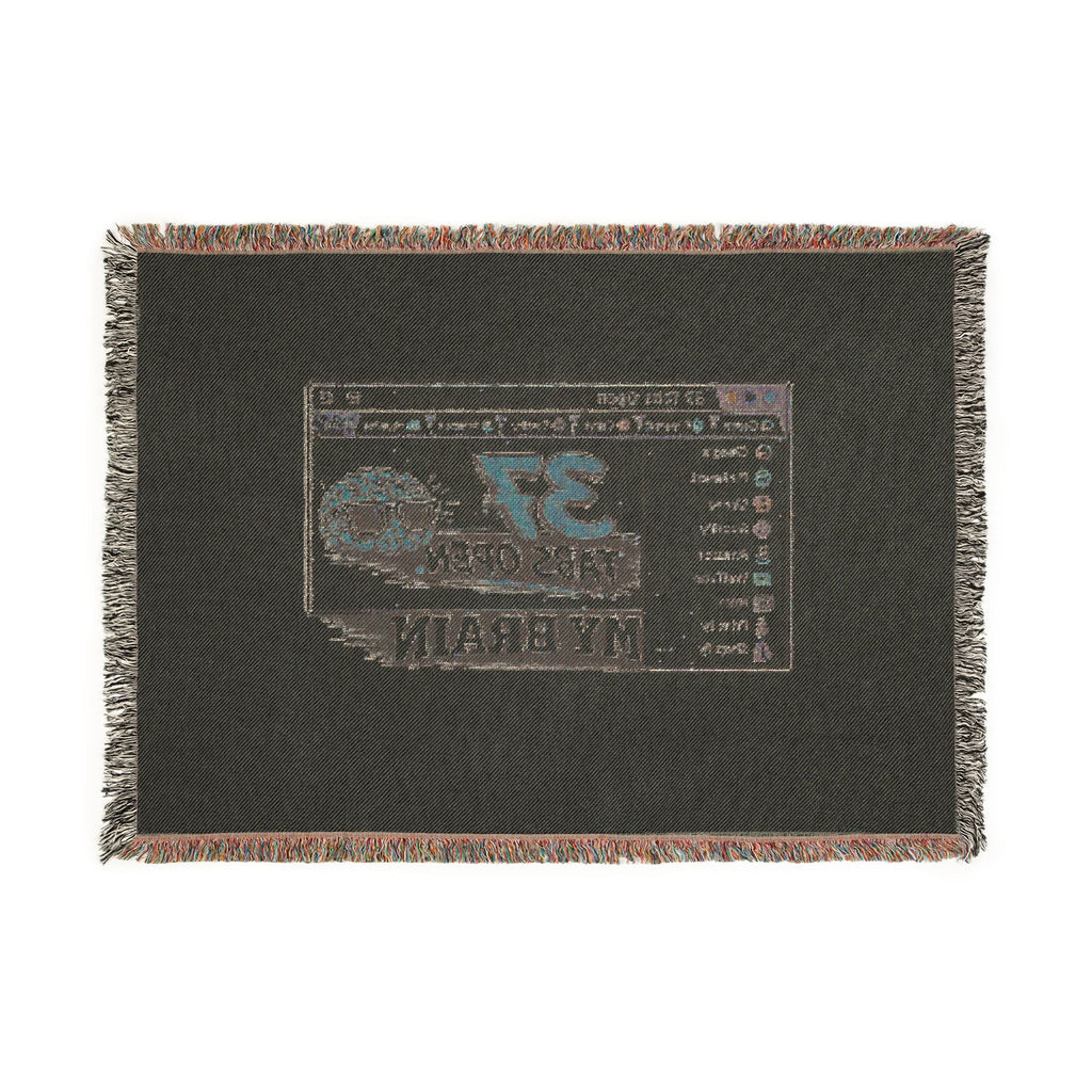 Woven Blanket — Retro Computer “37 Tabs Open, My Brain” Throw