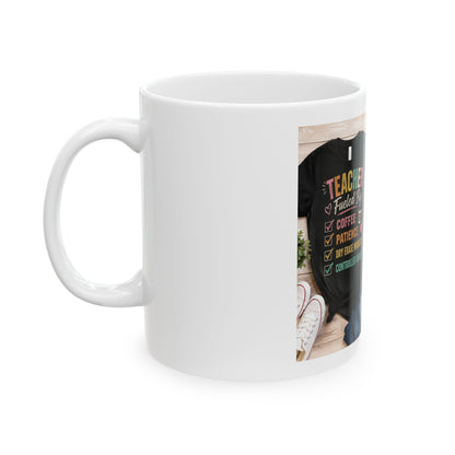 Teacher Fuel Coffee Mug – "Fueled By Coffee, Patience, Dry Erase Markers" Ceramic Gift (11oz/15oz)